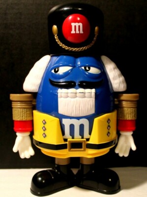M&M Candy Dispenser Blue Nutcracker Character 10 inches tall - Works Great