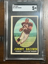 1958 Topps Jim Brown Rookie RC #62 SGC 5 Browns HOF Sharp Great Vibrant Color