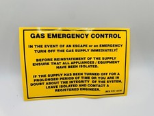 2 X NEW BES GAS EMERGENCY CONTROL LABEL 12238 100MM X 150MM FOR APPLIANCE