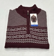 Weatherproof Vintage Men's Fair Isle 1/4 Zip Pullover Sweater, Red, Size L