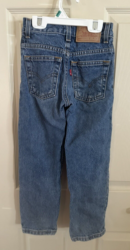 Vintage 90s Levis Kids Blue Jeans 550 Regular Relaxed Fit Size 7 Red Pre Owned - Picture 3 of 6