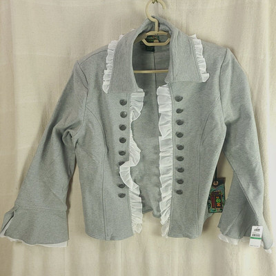NEW 2OH Threads Two Old Hippies Women's Gray Buttoned Jacket Blazer Size Large