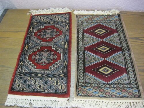 2x Small Old Real Oriental Carpet Runner Bridge Mat 30/32 x 61 - Picture 1 of 1