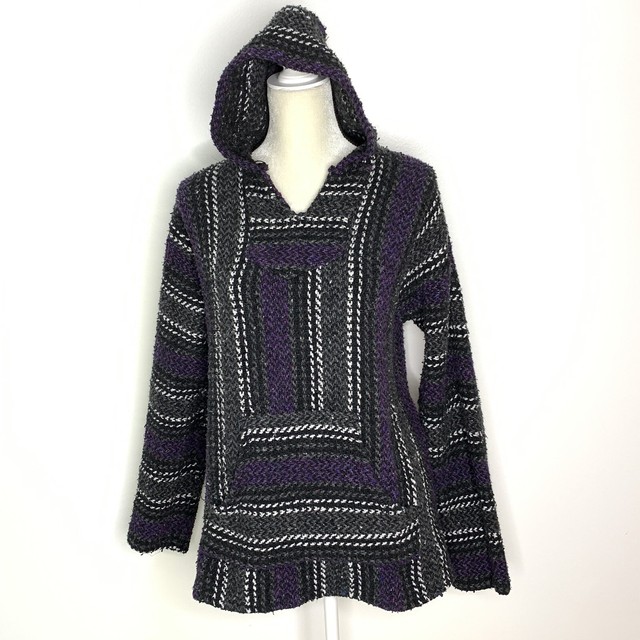 Baja Joe Size XL Surfer Beach Rug Hoodie Unisex Black Purple Pocket Pullover | eBay
