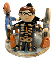 Halloween Circle Trick Or Treaters Ceramic Candle Holder Halloween With Bags