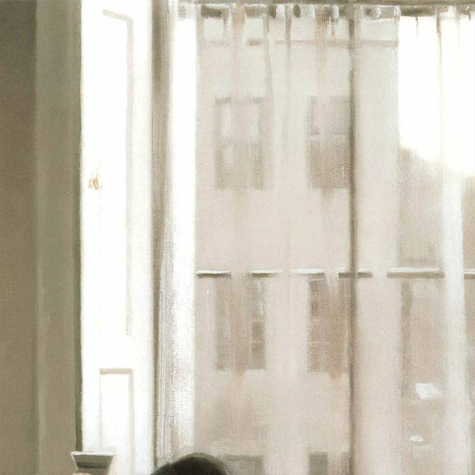 46W"x35H" EN PENSAMIENTOS DE TI por JACK VETTRIANO - MUJER DESCANSANDO SENTADA LONA DE TÉ Foto 4 de 4