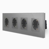 Steckdose 4 Fach Schuko Kombisteckdose Unterputz Glas Grau Luxus-Time