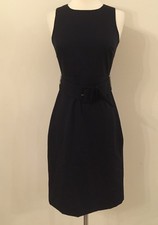 Nwt J.Crew belted sheath dress pinstripe Super 120s wool Black 00 $198 G2840