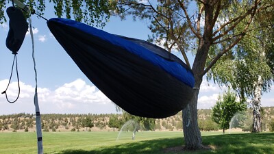 Double wide camping hammock with 360 zippered bug net-2024 WIDE version -black