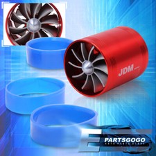 2.5 Aluminum Jdm Turbo Turbonator Air Intake Gas Fuel Mpg Saver Dual Fan Red