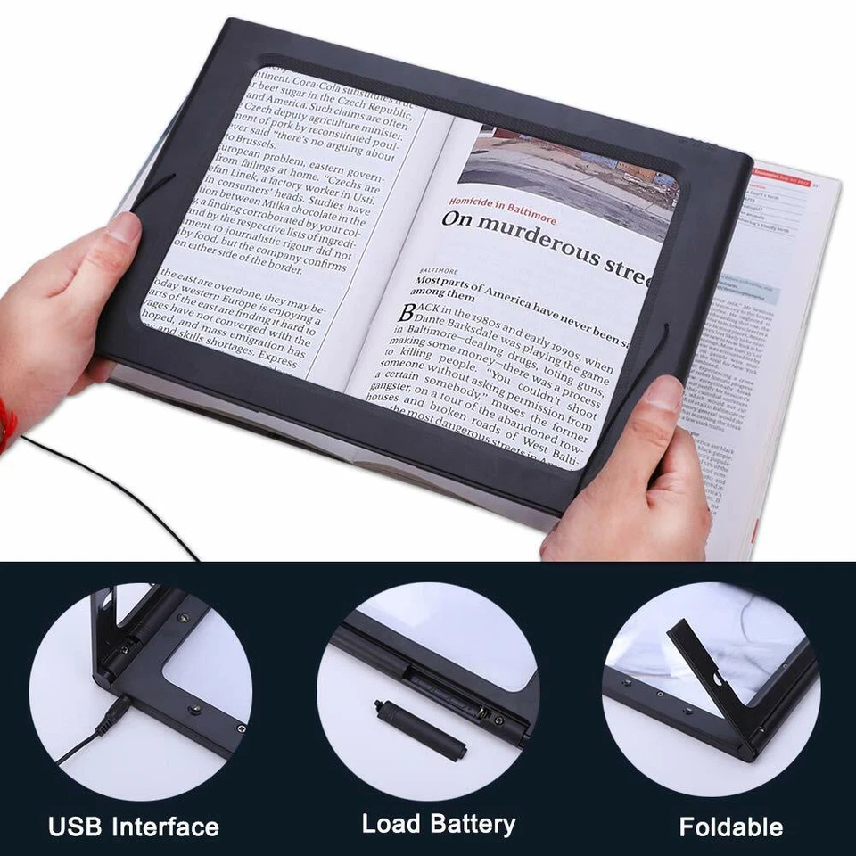 Large Magnifying Glass Hands Free With LED Light Magnifier Giant Reading sewing - Image 2 of 4