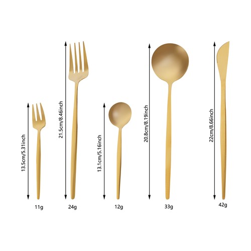 Stainless Steel Metal Cutlery Bulk Spoons And Forks Set Flatware Gold Utensils - Picture 2 of 13