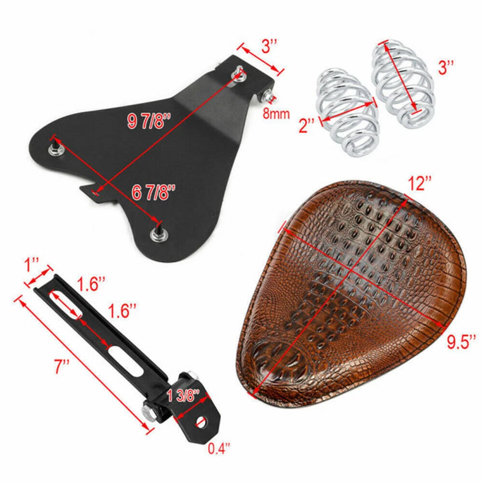 Motorcycle Solo Seat 3" Spring with Base Saddle Mount For Harley Chopper Bobber Foto 2 de 4