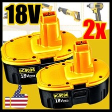 2Pack 18 Volt Battery Replacement for Dewalt 18V Ni-Cad DC9096 DC9098 DC9099