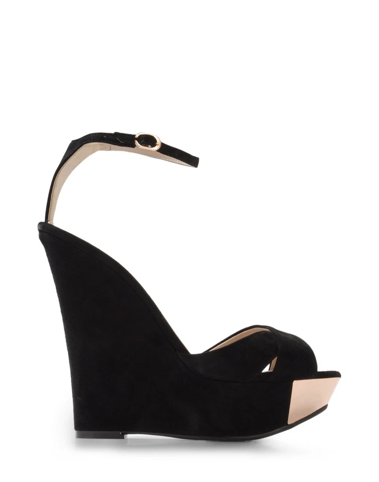 LE SILLA черная замша платформе на танкетке каблуки туфли сексуальный IT39 США 9 $850 NIB! - Изображение 2 из 4