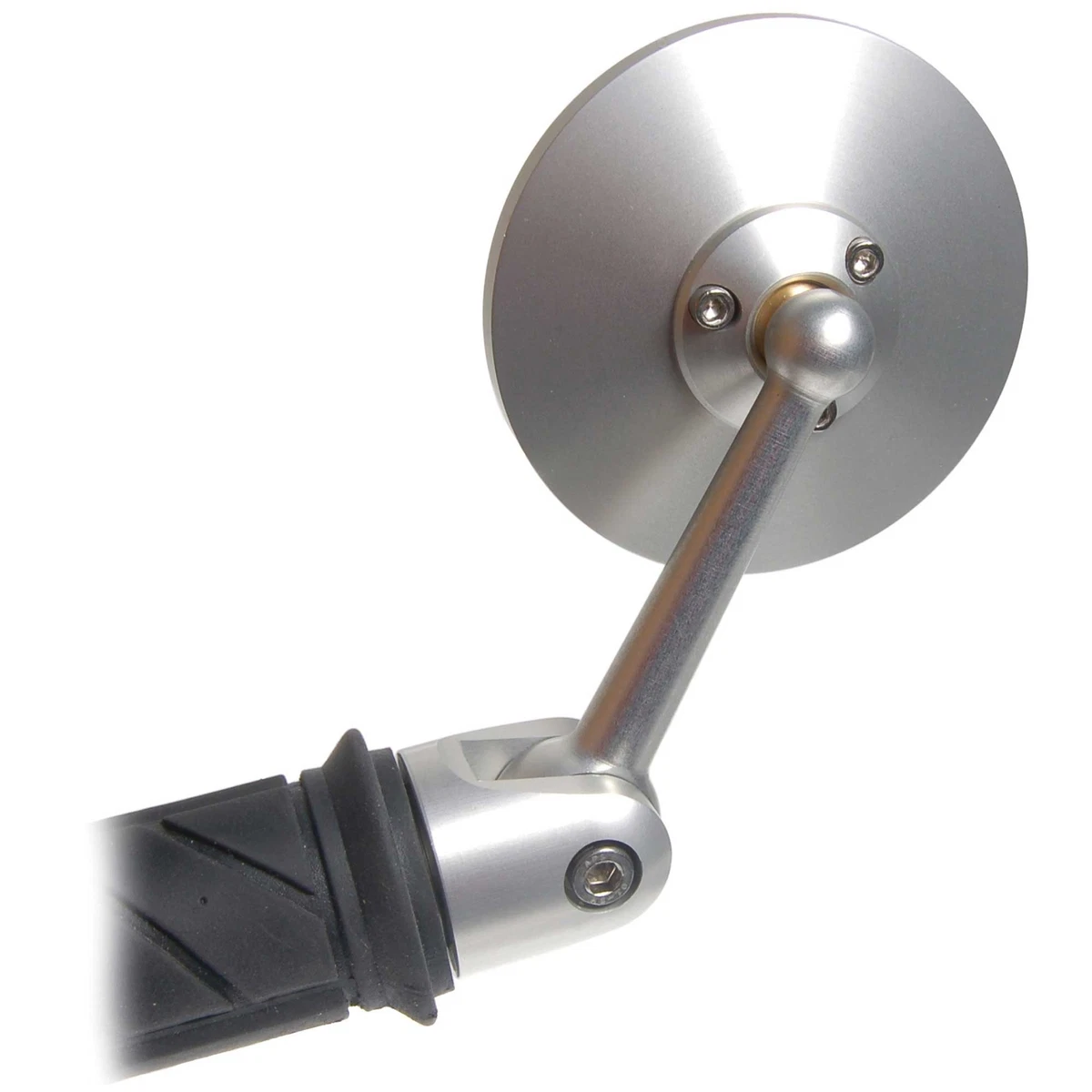 Oberon Adjustable Bar End Mirror Silver 75mm CONVEX Mirror 12 19mm