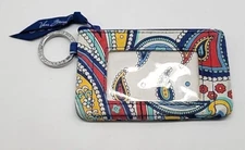 Vera Bradley Zip ID Case Card Coin Holder Paisley Pattern Key Ring 5X3