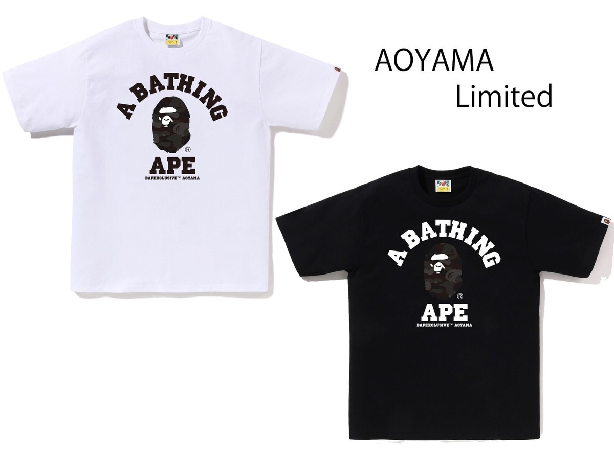 【A BATHING APE】2色展開 BAPE EXCLUSIVE AOYAMA COLLEGE TEE BAPE EXCLUSIVE AOYAMA CAMO COLLEGE TEE | bape.com
