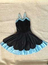 Black W/ Blue Underskirt Youth Dress W/ Attached Leotard Dance Costume