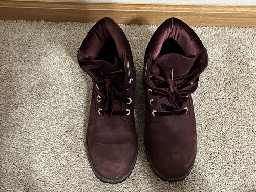 Timberland 6" Velvet Accent Premium Waterproof Boots Women's 6.5 Burgundy A1KC1 - Picture 6 of 8