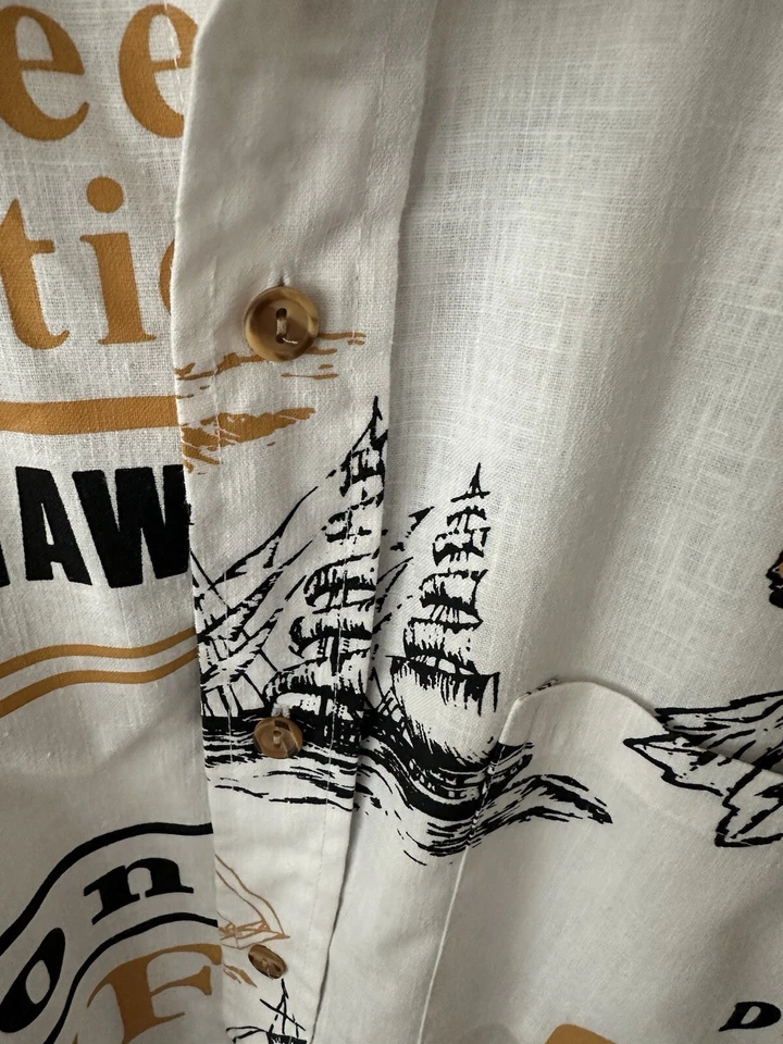 Vintage So What! L 46” Hawaiian Kona Coffee Flour Sack Cotton Shirt RARE!! - Image 3 of 4