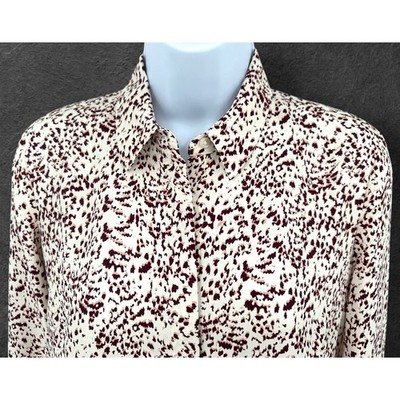 EXPRESS PORTOFINO Ivory & Red Animal Print Button Front Shirt Women's XS NEW