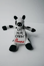 Chick Fil A Cow Eat Mor Chik'n More Chicken 6” Plush Wearing Sandwich Board 