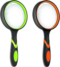 2 Pack 10X Magnifying Glass for Seniors  Kids, Non-Slip Handheld Magnifier for