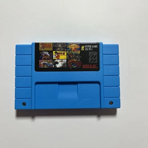 Super Nintendo SNES Super Game 121 in 1 MultiCart RPG Blue