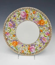 Vtg Rosenthal China Dinner Plates Continental Garden Caprice 10 7/8" Gold Trim
