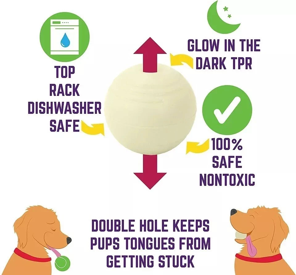 Glow In The Dark Ball Light Night Play Fetch For Dogs Fit In Medium Chuckit 2 件 — 第 2/4 张图片