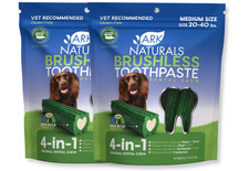 Ark Naturals Brushless Toothpaste Dental Chew Medium 20-40 lbs 18 oz 2 Pack 