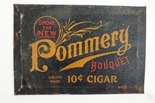 Vtg 1930s Pommery Bouquet Cigar Tin Sign Advertising 9 x 6