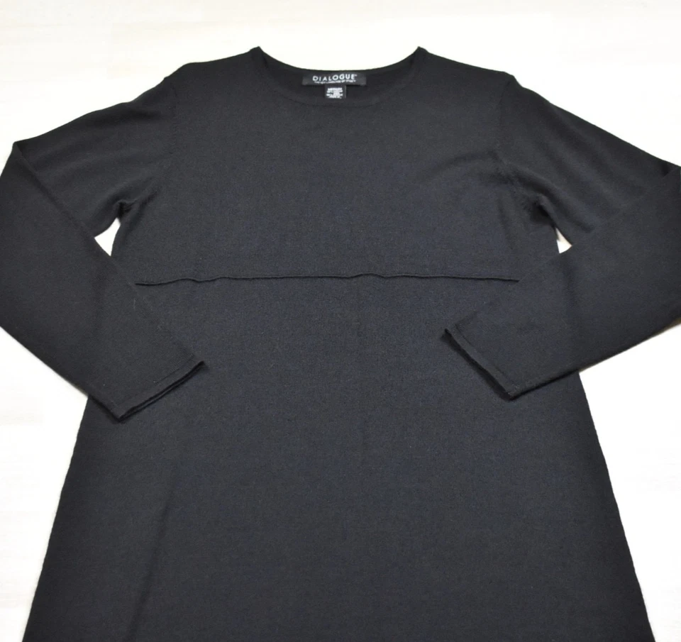 Maxi Vestido Negro Manga Larga Dialogue Años 90 Mezcla Lana Merino Talla Mediana De Colección Foto 2 de 4