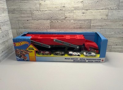 Hot Wheels Mega Hauler and 4 Cars Set, Mega Hauler Truck-4 Cars