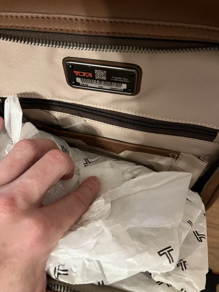 NEW Tumi Harrison BRADNER 16.5” - 100% Leather Laptop Backpack- COGNAC BROWN - Image 2 of 4