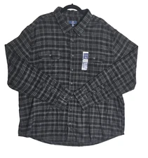 George Men's gray black flannel button front shirt Super Soft Size 3XL NWT