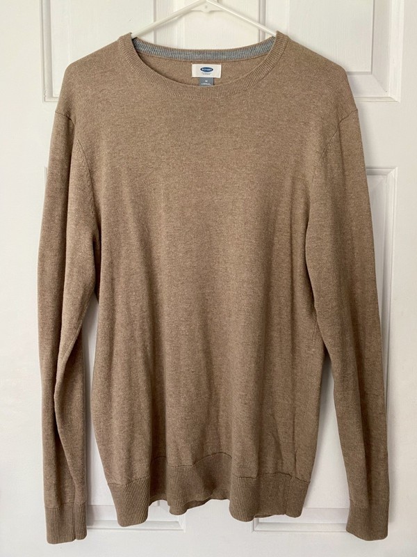 Old Navy Men’s Tan Crewneck Long Sleeve Pullover Stretch Sweater