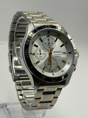 Seiko Chronograph 4T57-00A0 Quartz Running Two Tone Date Watch B472
