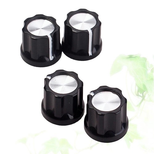 8 Pezzi Manopola Amplificatore Basso Chitarra Nero Argento Pulsanti Albero Pot Manopole (Nero) - Foto 8 di 12