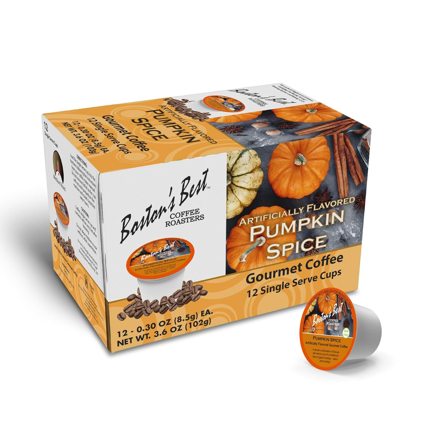 Boston's Best Pumpkin Spice Coffee Pods - 12ct Medium Roast 