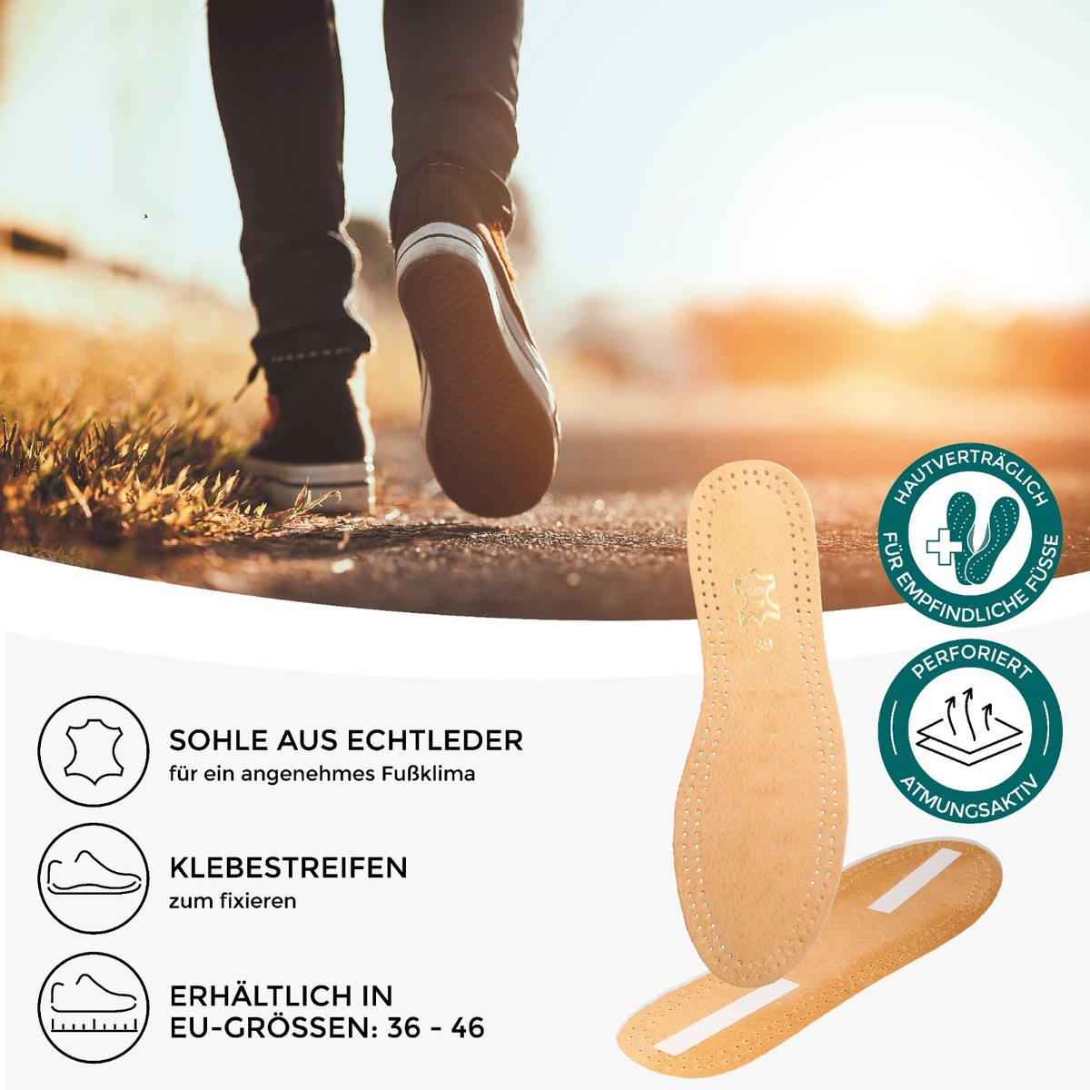 Schuheinlagen Leder Sohlen mit Klebestreifen Einlegesohle Unisex