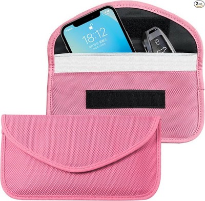2PCS Pink Faraday Bags for Car Key Fob and Cell Phone Privacy Prot Color: Pink