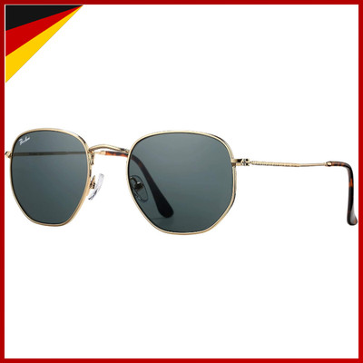 Sonnenbrille Polygon Sechskant Rahmen 100% Echte Glaslinse Herren Damen