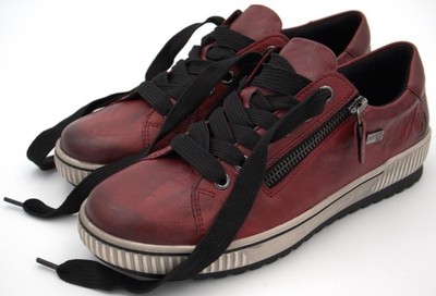 Remonte Maditta 00 Leather Sneakers Red EU 37 US 6 6.5 Women Lace-Up Side Zip