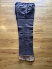 EDDIE BAUER Vintage Heavy Wool Plaid Hunting Winter Pants Leather Cuffs 31-32" W