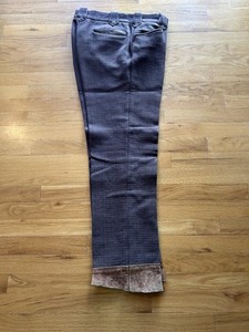 EDDIE BAUER Vintage Heavy Wool Plaid Hunting Winter Pants Leather Cuffs 31-32" W