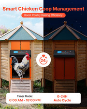 Automatic Chicken Coop Door - Battery-Powered w/Timer  Anti-Pinch, Orange