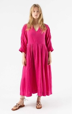Mara Hoffman Chloe Dress in Raspberry Size Large Pink Organic Cotton Midi
