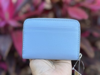 Michael Kors Jet Set Travel Zip Around Card Case Wallet Pale Blue